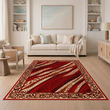 Red Abstract Wave Abstract Area Rug
