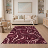Red Marbled Swirl Area Rug
