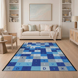 Blue and Teal Blue Alphabet ABC Kids Learning Rug