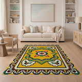 Traditional Persian Yellow Vibrant Yellow Persian Medallion Area Rug