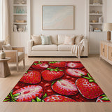 Vibrant Strawberry Fruit Pattern Area Rug