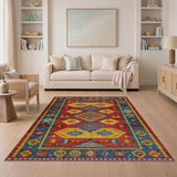 Bold Red Geometric Southwestern Area Rug
