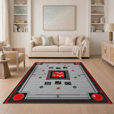 Red Ludo Board Game Area Rug