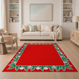 Festive Red Holly Berry Border Area Rug