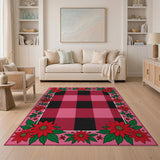 Poinsettia Plaid Check Area Rug