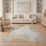 Neutral Beige Abstract Organic Shapes Rug