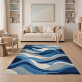 Abstract Area Wave Blue Wave Abstract Area Rug