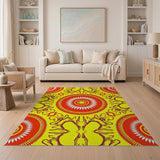Vibrant Yellow Sun Mandala Area Rug