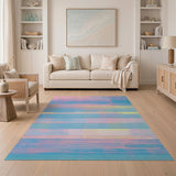 Geometric Modern Vibrant Multi-Color Geometric Stripe Rug