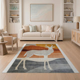Kudu Antelope Sunset Abstract Area Rug