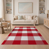 Red Classic Red Gingham Check Area Rug