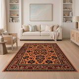 Orange Persian Floral Medallion Area Rug