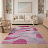 Pink Abstract Area Abstract Pink Wave Area Rug