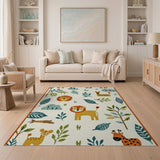 Playful Cartoon Safari Animals Kids Rug
