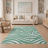 Green Wavy Abstract Area Rug