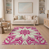 Floral Vintage Pink Vibrant Pink Floral Mandala Area Rug