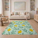 Sunny Lemon Leaf Pattern Area Rug