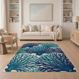 Teal Coral Sea Fan Area Rug