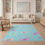 Cute Cartoon Bows Pastel Hearts Area Rug