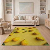 Zesty Lemon Yellow Fruit Pattern Rug