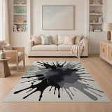 Abstract Ink Splatter Black White Area Rug