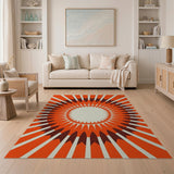 Orange Bold Orange Sunburst Geometric Area Rug