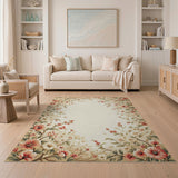 Elegant Floral Vintage Cream Area Rug