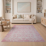 Pink Pink Geometric Lattice Area Rug
