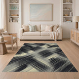 Bold Black White Diagonal Stripe Rug