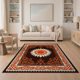 Orange Sunburst Medallion Area Rug