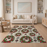 Tribal Holly Wreath Holiday Area Rug