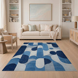Geometric Modern Navy Blue Abstract Geometric Area Rug