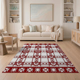 Red White Heritage Tribal Plaid Area Rug