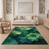 Lush Green Lotus Leaves Area Rug