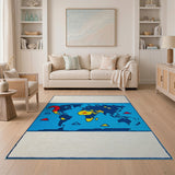 Multi-color and Patterns Retro Pixel World Map Area Rug