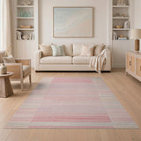 Blush Pink Multi-Stripe Geometric Area Rug