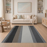 Modern Striped Beige Grey Area Rug
