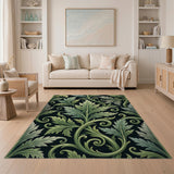 Ornate Green Leaf Baroque Area Rug