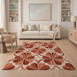 Vibrant Orange Clover Geometric Area Rug