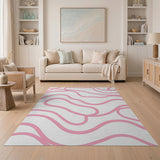 Pink Fluid Pink Waves Abstract Area Rug