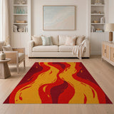 Fiery Flames Abstract Area Rug