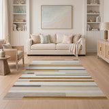 Geometric Modern Beige and Neutral Beige Neutral Geometric Stripe Area Rug