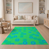 Vibrant Green Hexagon Geometric Area Rug