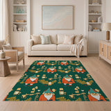 Whimsical Cartoon Gnome Green Area Rug