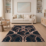 Navy Blush Pink Moroccan Arch Area Rug