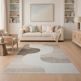 Abstract Wave Beige and Neutral Area Rug