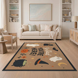 Kids Cartoon Halloween Brown Area Rug