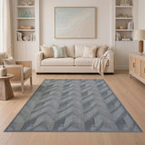 Modern Grey Chevron Geometric Rug