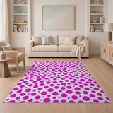 Whimsical Pink Polka Dot Area Rug