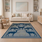Navy Blue Deer Silhouette Area Rug
